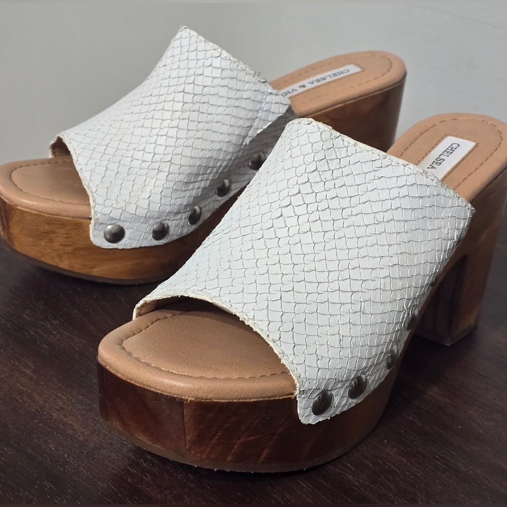 Chelsea & Violet NWT Snake Leather 70s Inspired ClogWomen's Sz 6 - Picture 4 of 14